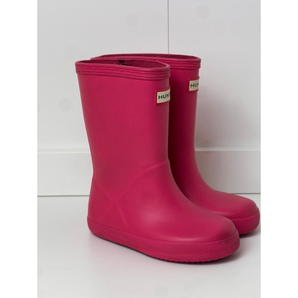 Hunter Kids First Classic Rain Welly Boots Pink Girls Toddler